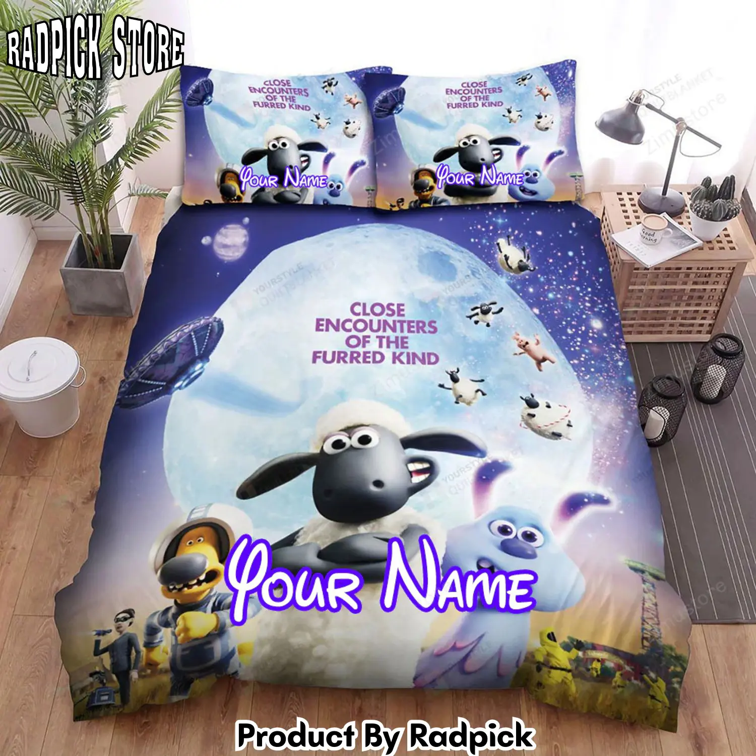 Radpick shaun the sheep movie farmageddon bed sheets spread comforter duvet cover personalized name bedding sets rp3272354
